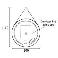 Amberley Illuminated Mirror Circular 800mm Black with Strap - 0