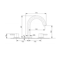 Crosswater MPRO 3 Tap Hole Deck Mounted Basin Mixer - 2