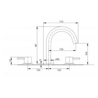 Crosswater MPRO 3 Tap Hole Deck Mounted Basin Mixer Slate - 1