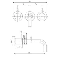 MPRO Wall Mounted Basin Mixer w/ 3 Tap Holes - Bronze - 0