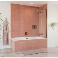 OPTIX 10 180° Hinged Bath Screen with Inline Panel - Bronze Left Hand - 0