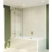 Crosswater Optix Left Hand Hinged Bath Screen With Inline Panel - Brushed Brass - 0