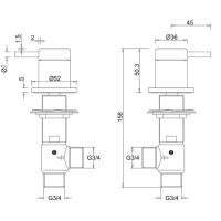 Hoxton Deck Mounted Panel Valves - Brushed Brass Finish - 1