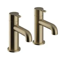 Dartmouth Bath Pillar Taps  Brushed Brass - 1