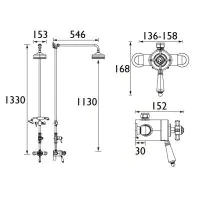 Dawlish Exposed Valve, Rigid Riser & Shower Kit Chrome - 0