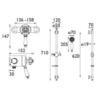 Dawlish Exposed Shower Valve & Riser Kit Brushed Nickel - 0