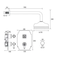 Glastonbury Shower Valve & Fixed Head Chrome - 0