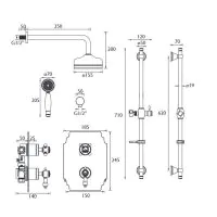 Glastonbury Recessed Shower Valve w/ Fixed Head & Riser Kit - 0