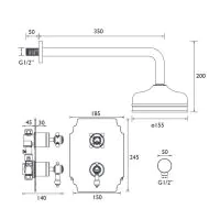 Glastonbury Shower Valve & Fixed Head Brushed Nickel - 0