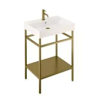 Frame Brushed Brass Stand For 600mm Basin - 1