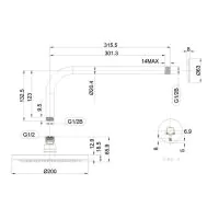 Hoxton 290mm Rain shower head and arm Chrome - 1