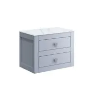 Canvass Storm Grey Matt 600mm Double Drawer Vanity Unit - 1