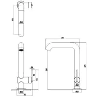 3ONE6 Side Lever Tall Basin Mixer Brushed Brass - 0