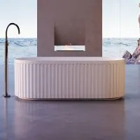 Luxe Ripon 1700 Fluted Round Freestanding Matt Acrylic Bath - 2