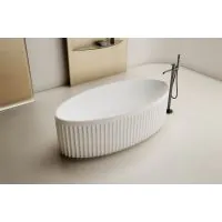 Luxe Stanley 1700 Fluted Oval Freestanding Solid Surface Matt Bath  - 1