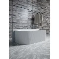 Luxe Hamilton 1700 Fluted Back To Wall Freestanding Solid Surface Matt Bath  - 1