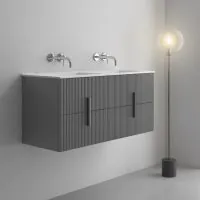 LUXE81 Tweed 1200 Light Grey Cabinet With Matte Basin - 0