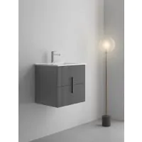 LUXE81 Tweed Light Grey 600 Cabinet With Ceramic Basin - 1