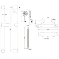 Easy Fit Exposed Thermostatic Valve w/ Slide Rail & Handset - 1