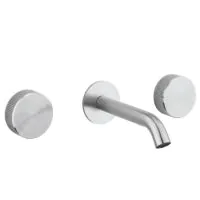 3ONE6 Wall Mounted Basin Mixer 3 Hole Set - Stainless Steel - 1