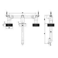 3ONE6 Wall Mounted Basin Mixer 3 Hole Set - Stainless Steel - 2