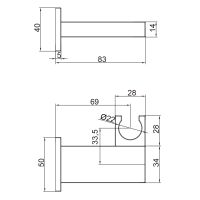 Square Chrome Shower Handset Bracket - 1