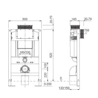 Bali 820m Wall Hung WC Support Frame & Concealed Cistern - 1