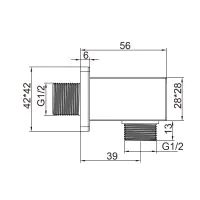 Chrome Square Shower Wall Mounted Outlet Elbow - Chrome - 1