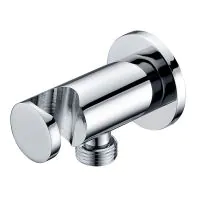 Round Chrome Shower Wall Outlet & Bracket - 0