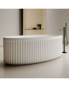 Luxe Stanley 1700 Fluted Oval Freestanding Solid Surface Matt Bath 