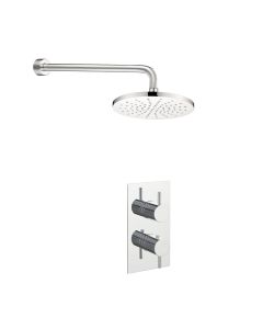 Just Taps Florentine Round Thermostatic Shower Valve With Round Fixed Head & Arm 