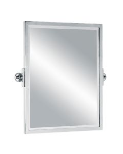 Lefroy Brooks Classic 600 x 500 Tilting Mirror Brass Frame & Bevelled Glass - Silver Nickel