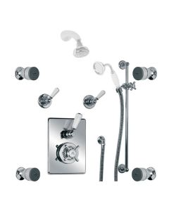 Godolphin Concealed Thermostatic Shower Mixer Valve With Slide Rail, Body Jets & Choice Of Fixed Head & Handset (choose finish)