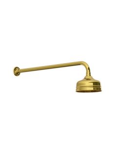 Lefroy Brooks Classic Long Projection Arm with Wall Bracket & 5" Classic Rose - Antique Gold