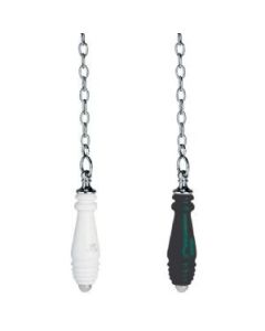 Lefroy Brooks Black Ceramic Pull & Chain (For HL Cistern) - Silver Nickel