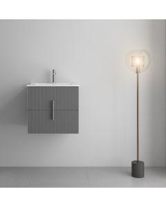 LUXE81 Tweed Light Grey 600 Cabinet With Ceramic Basin