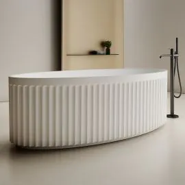 Luxe Stanley 1700 Fluted Oval Freestanding Solid Surface Matt Bath 