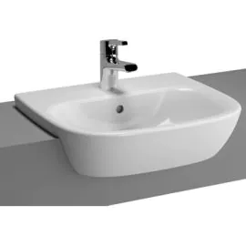 Vitra Zentrum 495 x 425 Semi Recessed Basin 1 Tap Hole - White