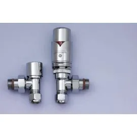 JIS Satin Angled Thermostatic Radiator Valves