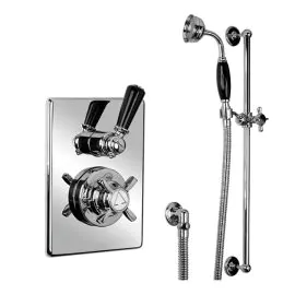 Godolphin Black Lever Concealed Shower Valve & Kit - Antique Gold