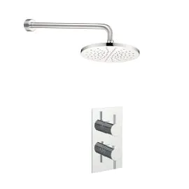 Just Taps Florentine Round Thermostatic Shower Valve With Round Fixed Head & Arm 