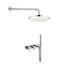 Just Taps Florentine Round Thermostatic Shower Valve With Round Fixed Head & Handset