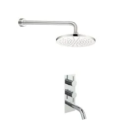 Just Taps Florentine Round Thermostatic Shower Valve Fixed Head & Bath Spout