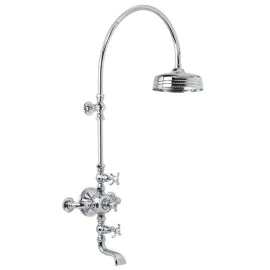 Lefroy Brooks La Chapelle Exposed Thermostatic shower Mixer with Riser, 200mm Shower Rose & Bath Spout (choose finish)