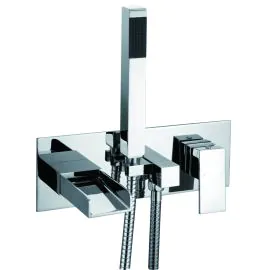 Z Series Chrome Wall Bath Shower Mixer w/ Hose & Handset