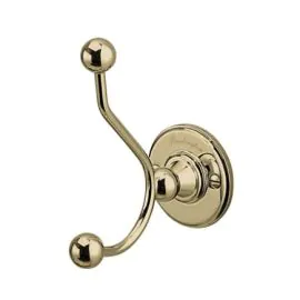 Burlington Edwardian Wall Mounted Gold Double Robe Hook