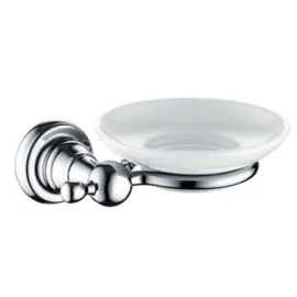 Holborn Wall Mounted Soap Dish in Chrome and white ceramic