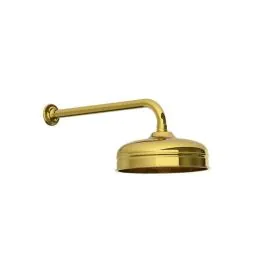 Lefroy Brooks Classic Short Projection Arm With Wall Bracket & 8" Classic Rose - Antique Gold