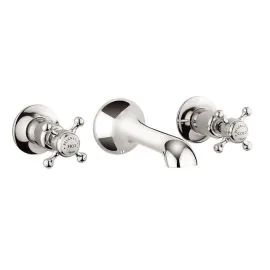 Belgravia Crosshead 3 Tap Hole Wall Basin Mixer Chrome