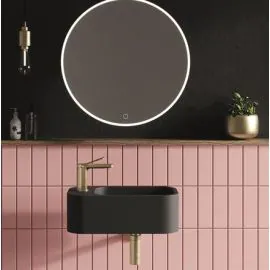 Popolo Cloakroom Basin - Matt Black Left Handed - 480mm x 250mm